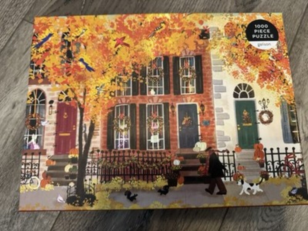 Galison Autumn in the Neighborhood 1000 Piece Interlocking Paper Jigsaw Puzzle